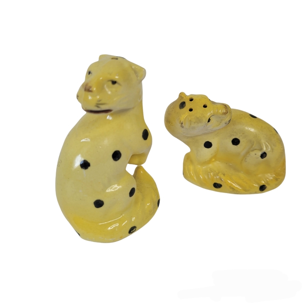 Set Of Vintage Yellow Jaguar Salt And Pepper Shakers